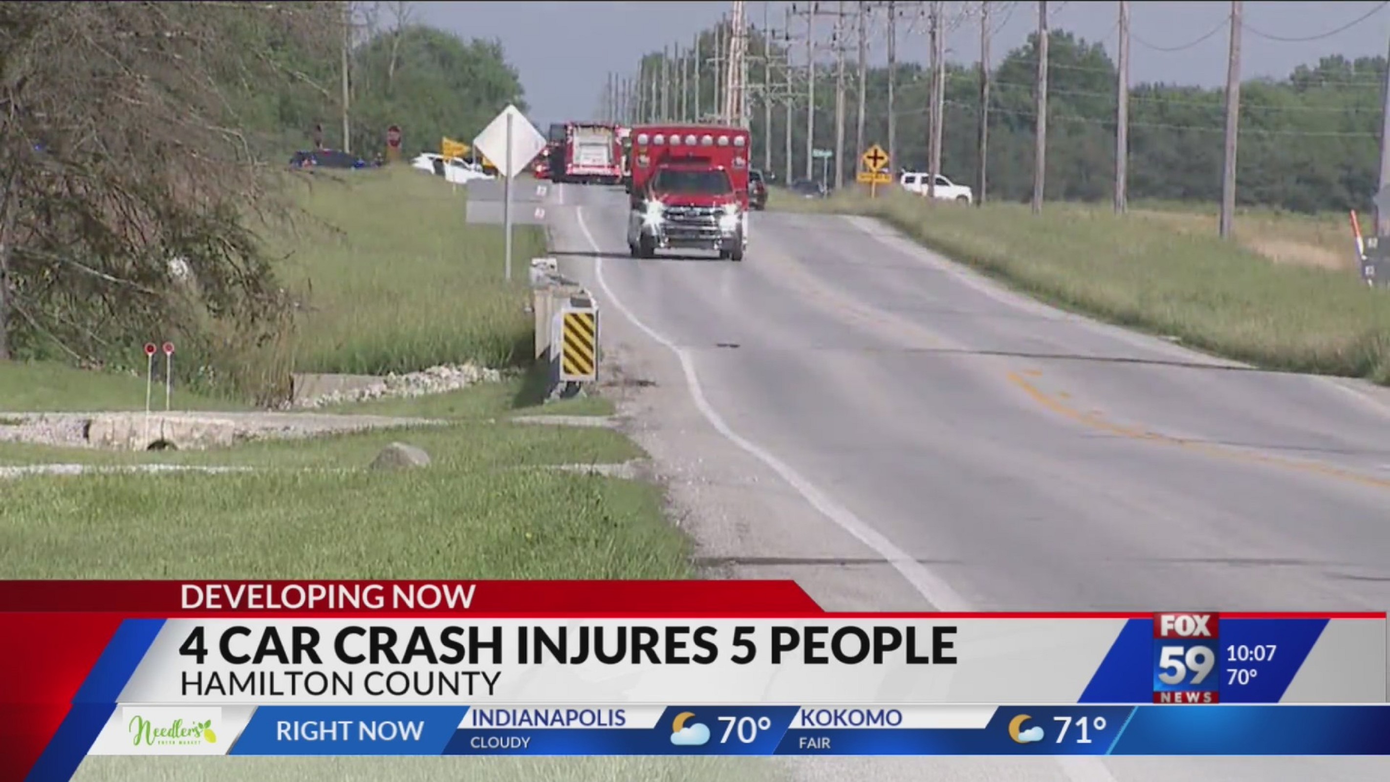 5 injured in 4-vehicle crash in Hamilton County