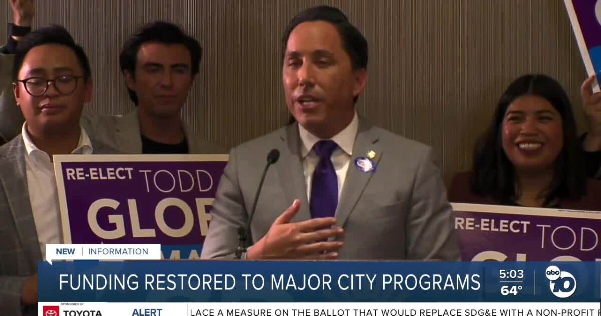 San Diego Mayor Todd Gloria restores reductions in $5.6 billion city budget with new money