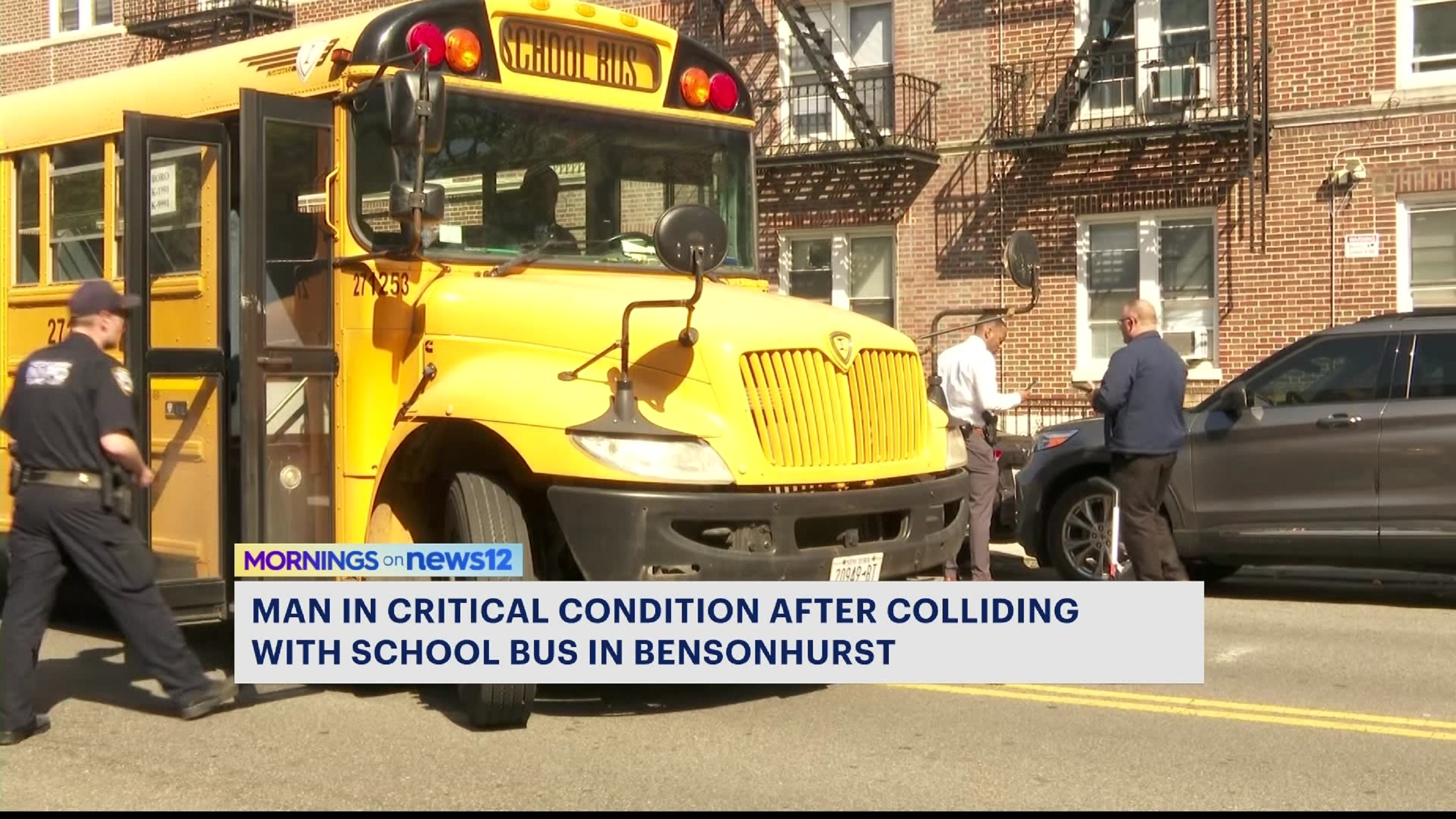 ?NYPD: Cyclist in critical condition after striking car door then ran over by school bus in Bensonhurst